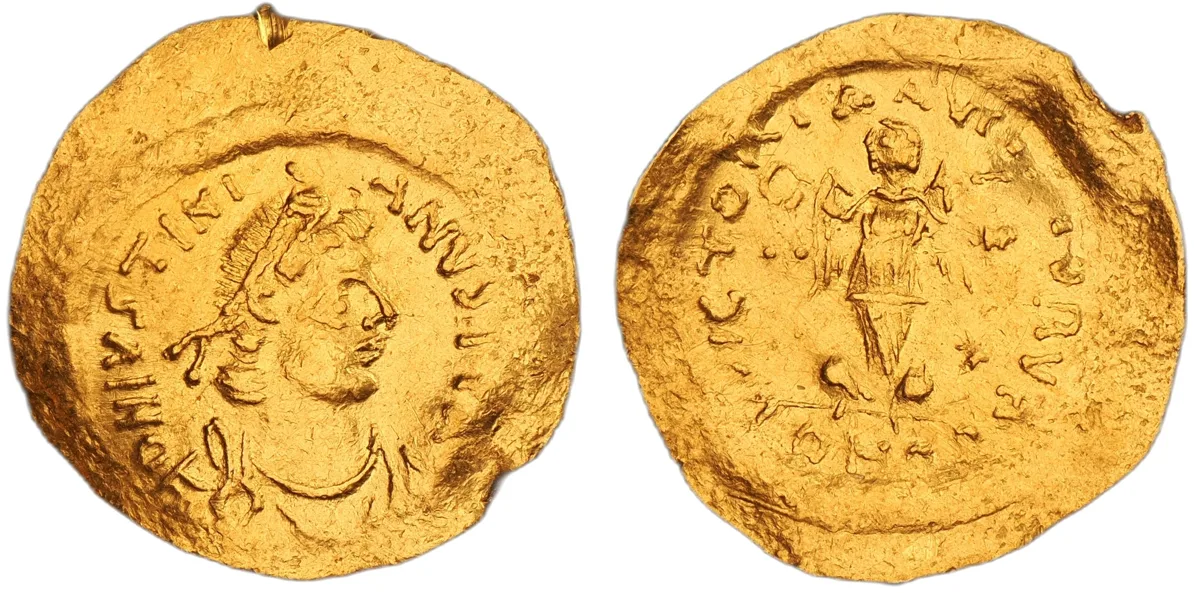 Justinian the Great, 525-565. Tremissis, Constantinople