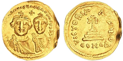 Heraclius with Heraclius Constantine, 616-625. AV Solidus, Constantinople.