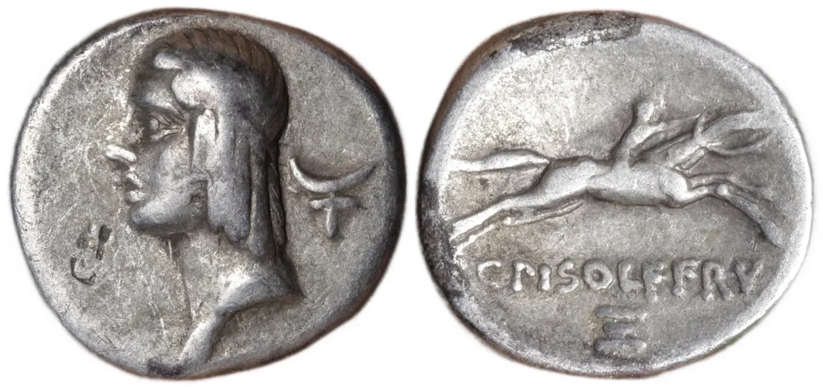 Roman Republic Silver Denarius 67BC C. Calpurnius Piso Frugi