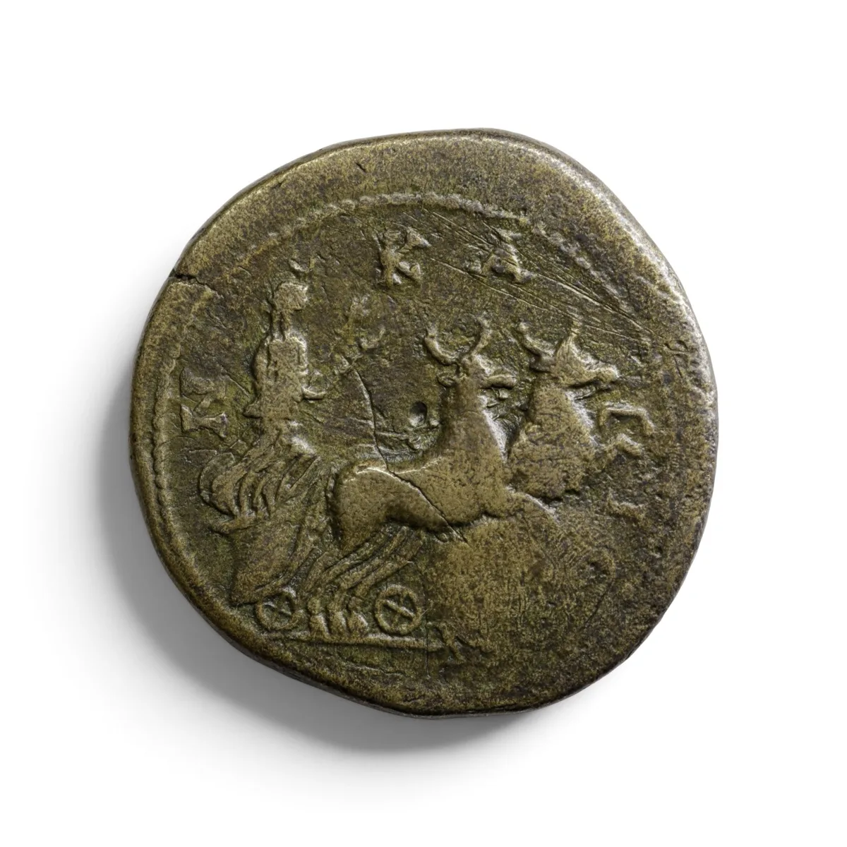 UNPUBLISHED biga type – Julia Domna, Nicaea AE33 (21.9g), countermarked – Bithynia provincial rarity!