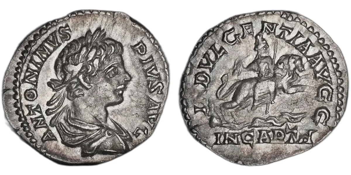 Caracalla denarius, struck at Rome between AD 201 and 206