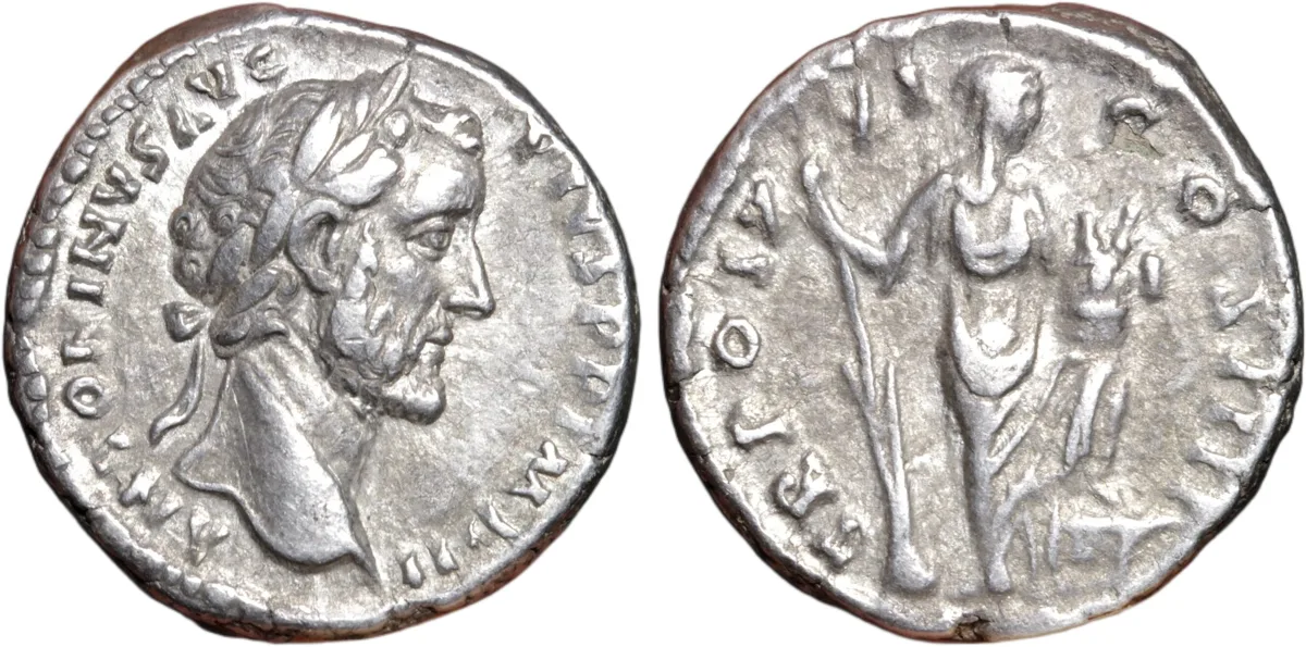 Antoninus Pius Silver Denarius 157AD Annona Reverse