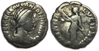 Lucilla (daughter of Marcus Aurelius). Silver Denarius Diana Lucifera reverse