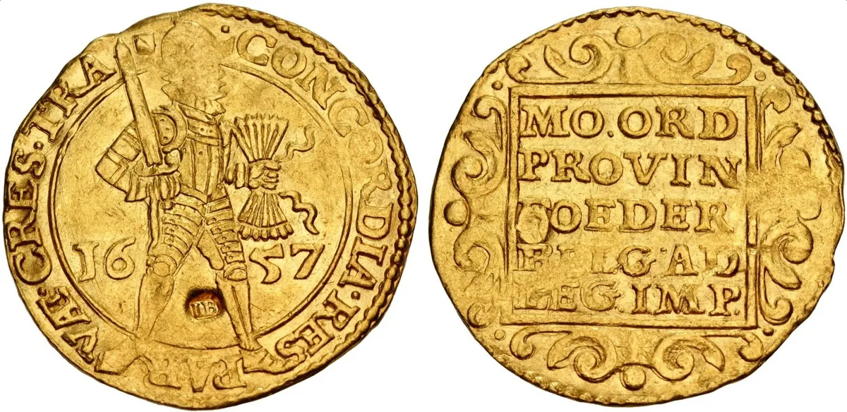 Netherlands AV Dukat (23mm, 3.50 g, 10h). Utrecht. 1657