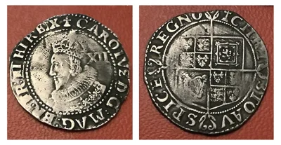 Charles the 1st Shilling, 1625-1649 era silver coin!