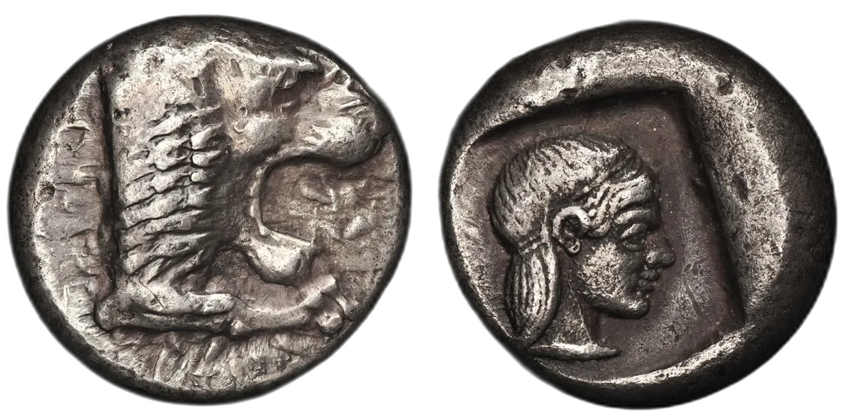 Caria, Knidos. AR Drachm, circa 490–465 BC.