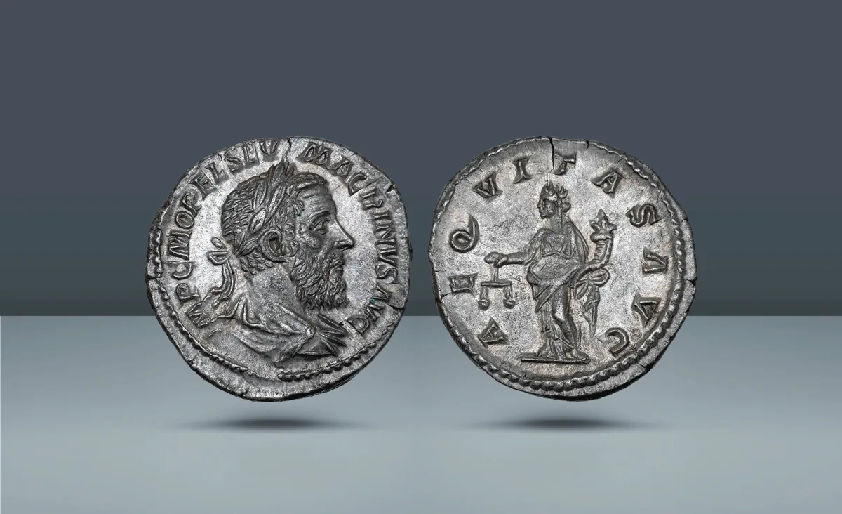 Roman Empire, Italy. Macrinus, 217-218 AD  Rome - 1st officina. 3rd emission, c. 218 AD