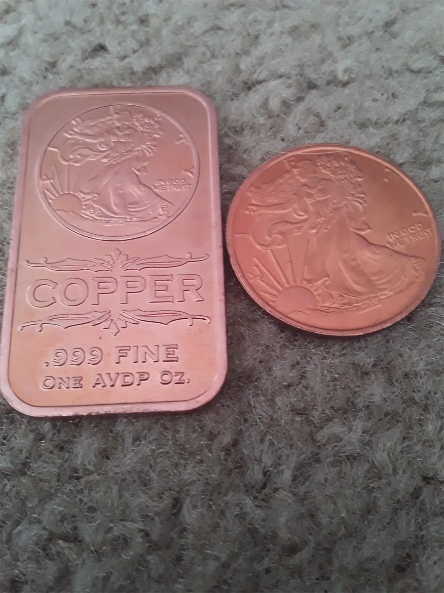 1 oz walking liberty copper bar plus 1/4 oz walking liberty copper round