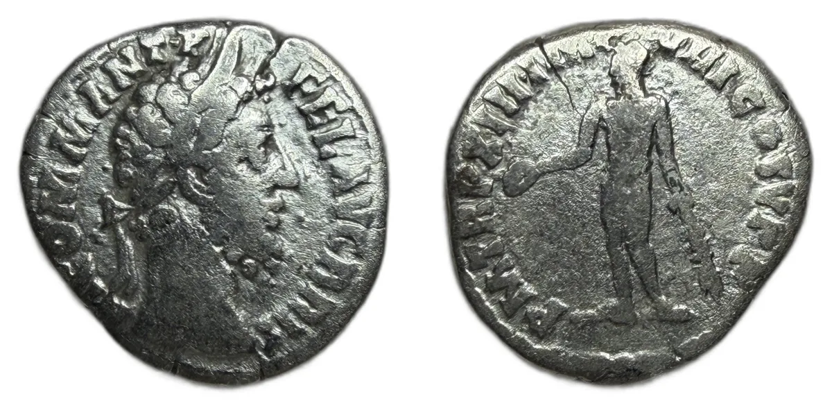 Commodus. Denarius. 188 AD. Rome. Genius Standing Holding Grain Ears