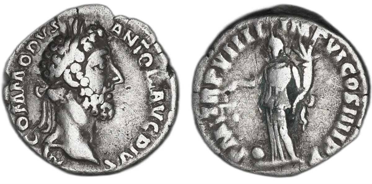 Commodus, denarius, silver, reign 179–192 CE, minted 183–184 CE