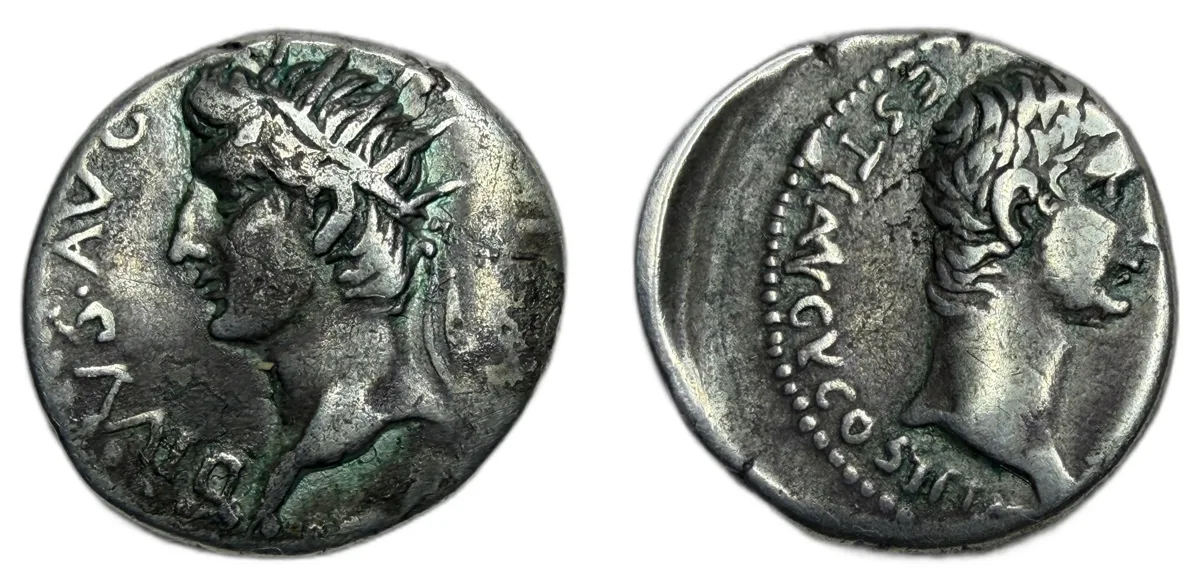 Germanicus, with Divus Augustus, Caesar, 15 BC-AD 19. Drachm