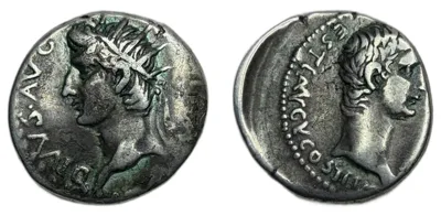 Germanicus, with Divus Augustus, Caesar, 15 BC-AD 19. Drachm