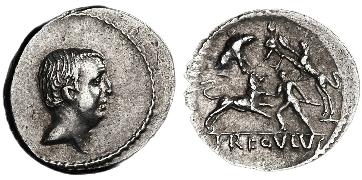L. Livineius Regulus. 42 BC. Silver Denarius