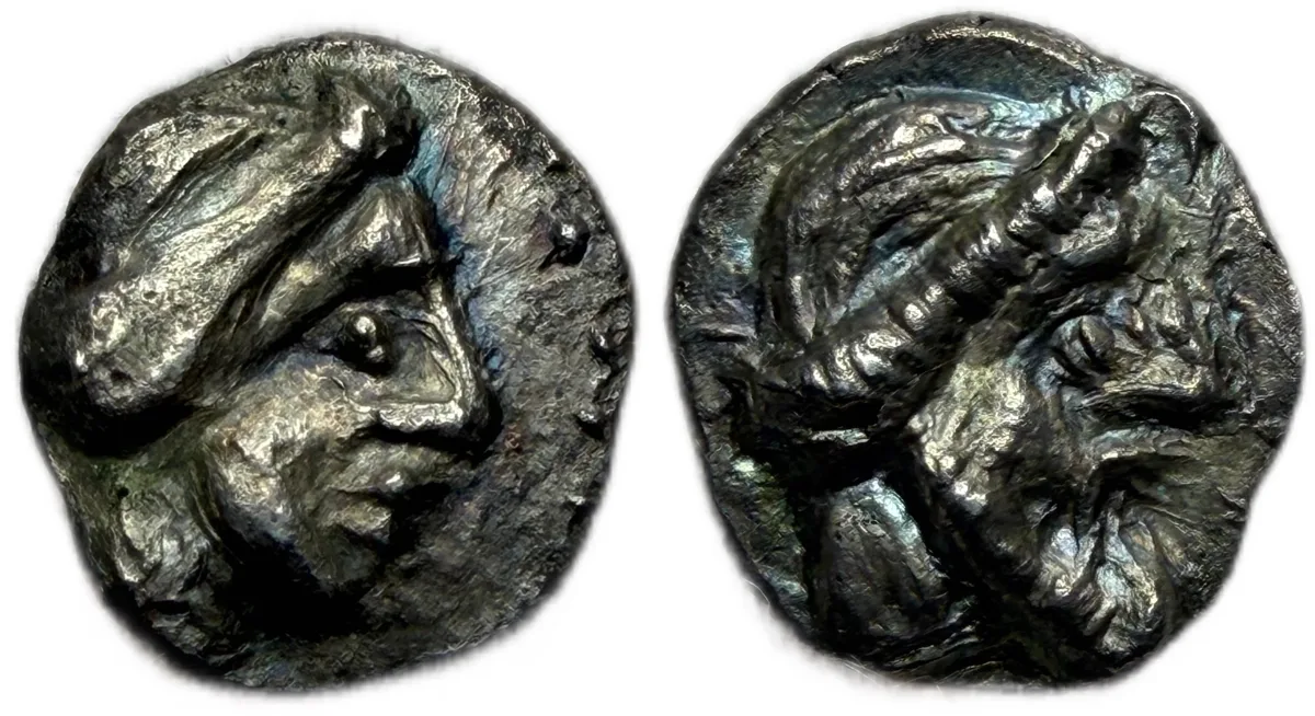Cilicia, Nagidus. Obol circa 400-380, AR 9 mm, 0.67 g. Head of Aphrodite