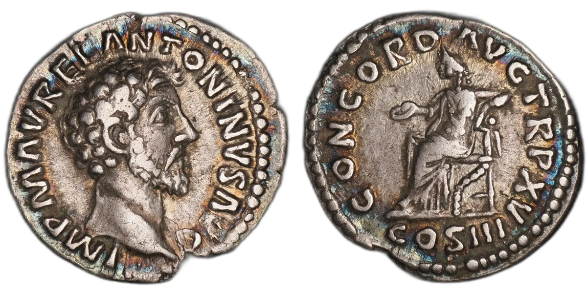 Marcus Aurelius, denarius, struck at Rome in 161