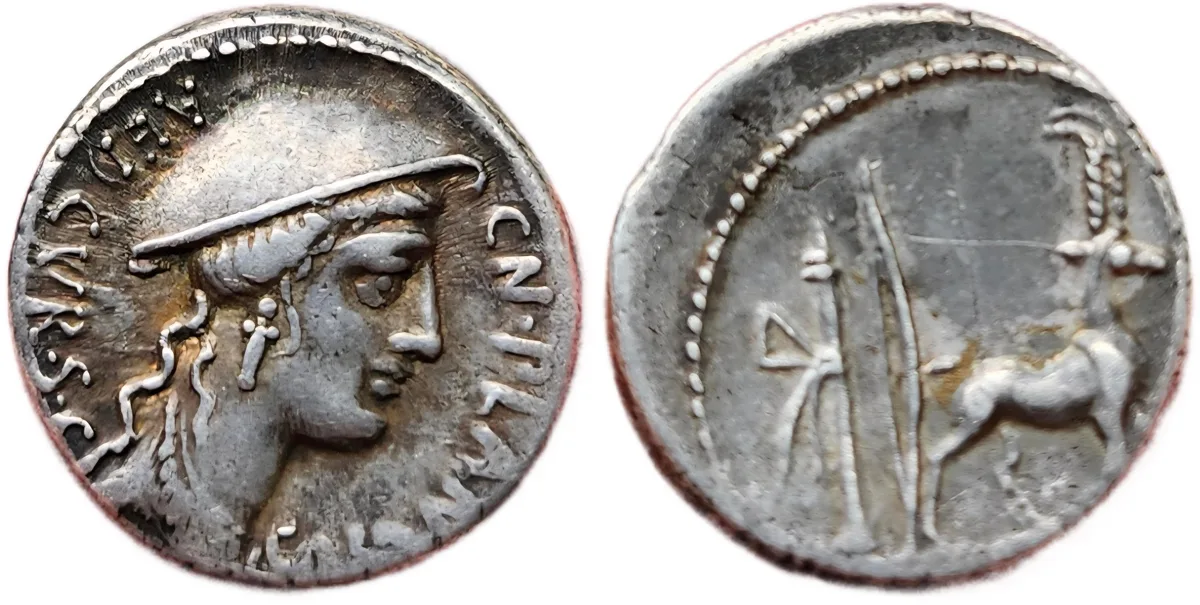 Roman Republic Cn. Plancius. AR Denarius, 55 BC