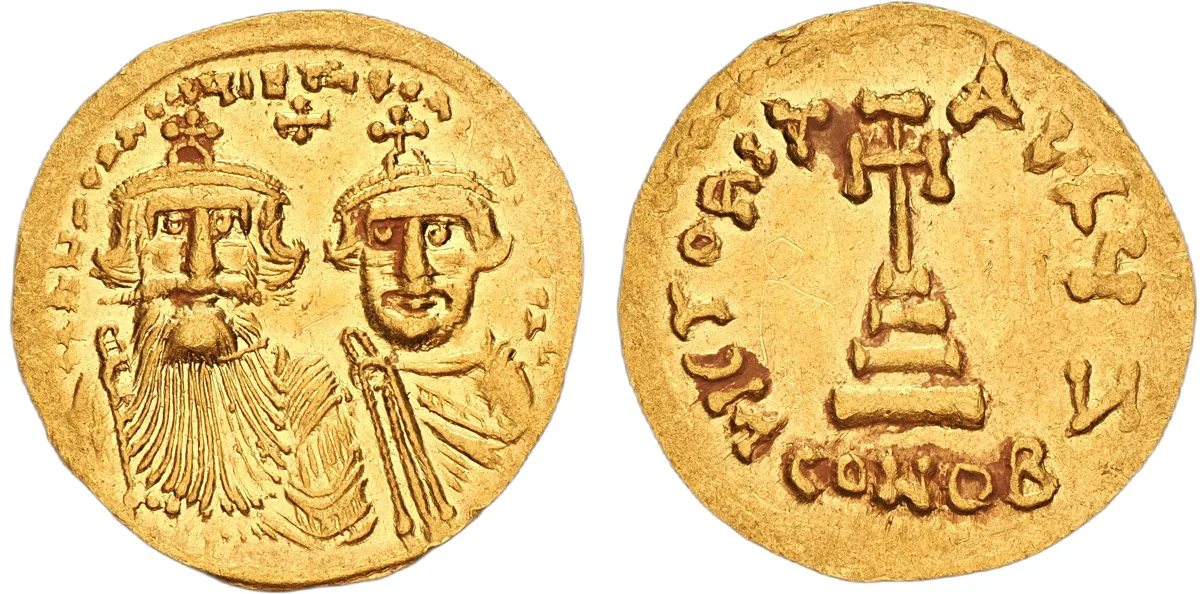Heraclius, with Heraclius Constantine. 610–641. Solidus