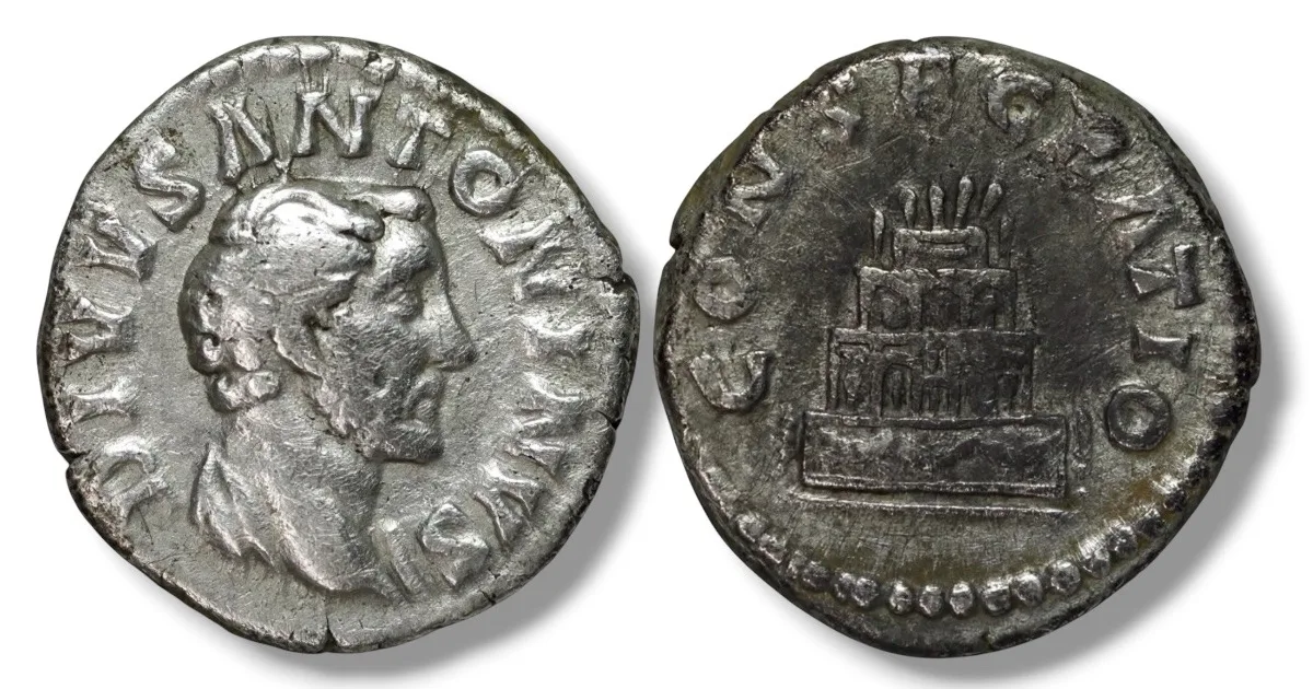 Divus Antoninus Pius — AR Denarius, Rome mint, struck under Marcus Aurelius, AD 161-162