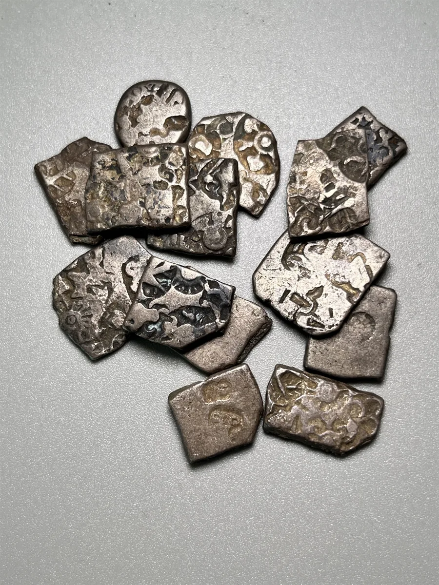 14x Mauryan Empire Karshapanas, mostly Taxila issues