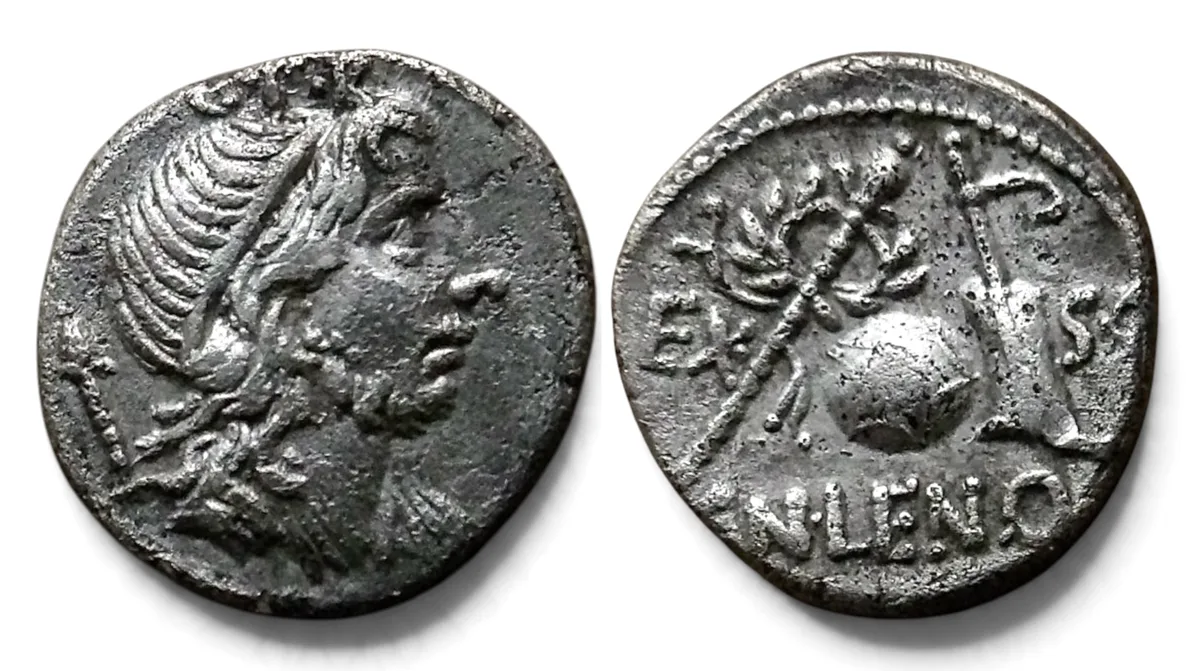 Cornelius. Cn Cornelius Lentulus Marcellinus. AR Denarius (3.79 g). Hispania, 76-75 BC. Crawford 393/1a