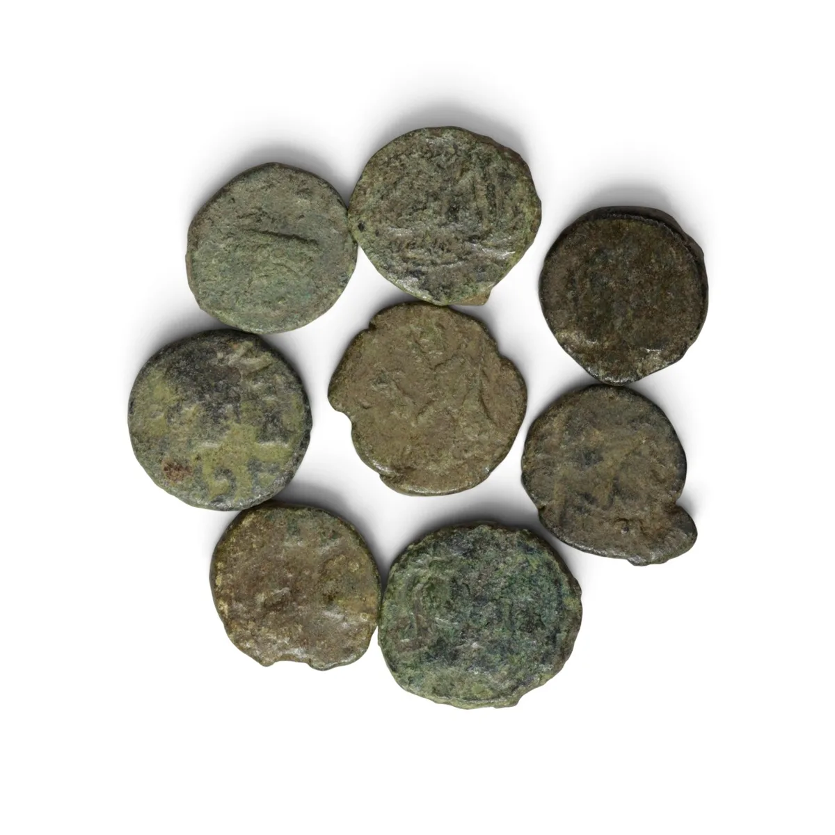 Byzantine Empire. Leo I the Thracian, AD 457–474. Lot of 8 AE4 nummi (bronze).