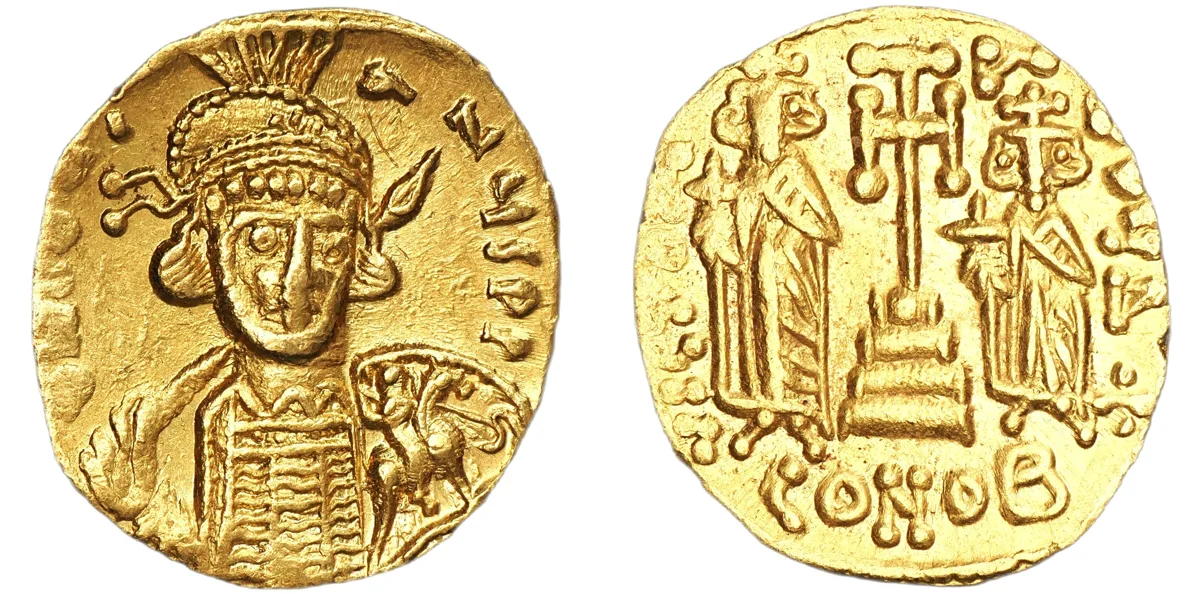 Constantine IV, Heraclius, and Tiberius, 668-685. AV Solidus, Constantinople.
