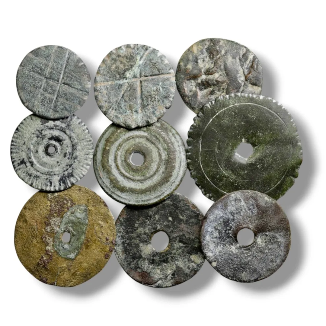 Lot of Nine Byzantine Bronze Exagia (Coin Weights), circa 5th–9th century AD