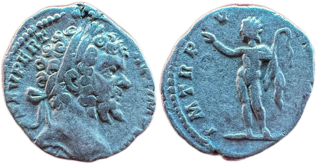 Septimius Severus — Denarius, P M TR P V COS II, Rome