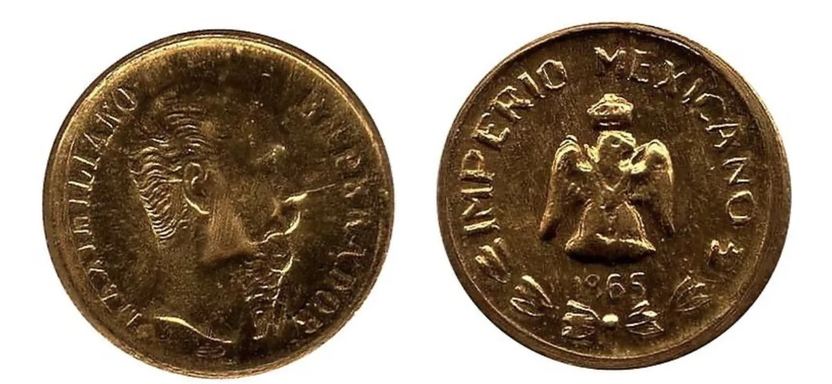 0.6 gram gold coin - second Mexican empire , Maximiliano I de México,