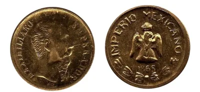 0.6 gram gold coin - second Mexican empire , Maximiliano I de México,