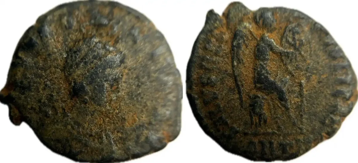 Aelia Eudoxia AE4 | Antioch Mint | Victory With Chi-Rho Shield | 15mm, 2.9g