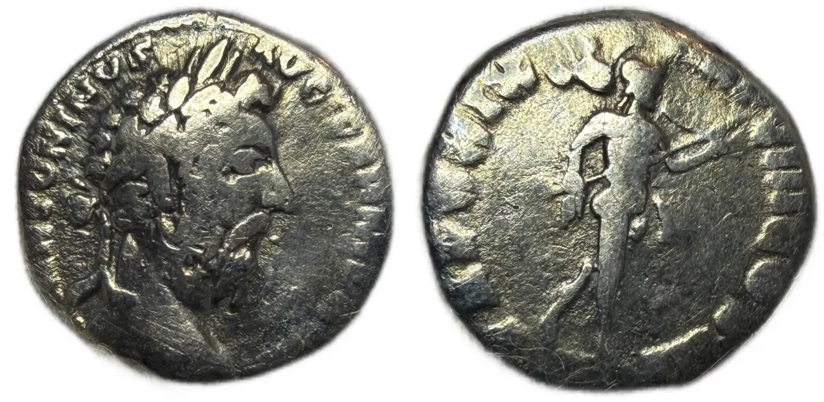 Marcus Aurelius. Denarius 161-180 AD, Rome with Mars Walking