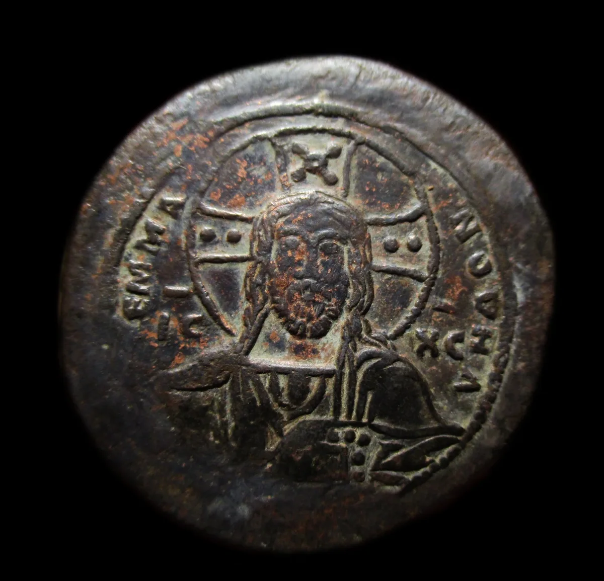 Basil II and Constantine VIII ,follis. AD 976-1028. ** BUST OF JESUS CHRIST **