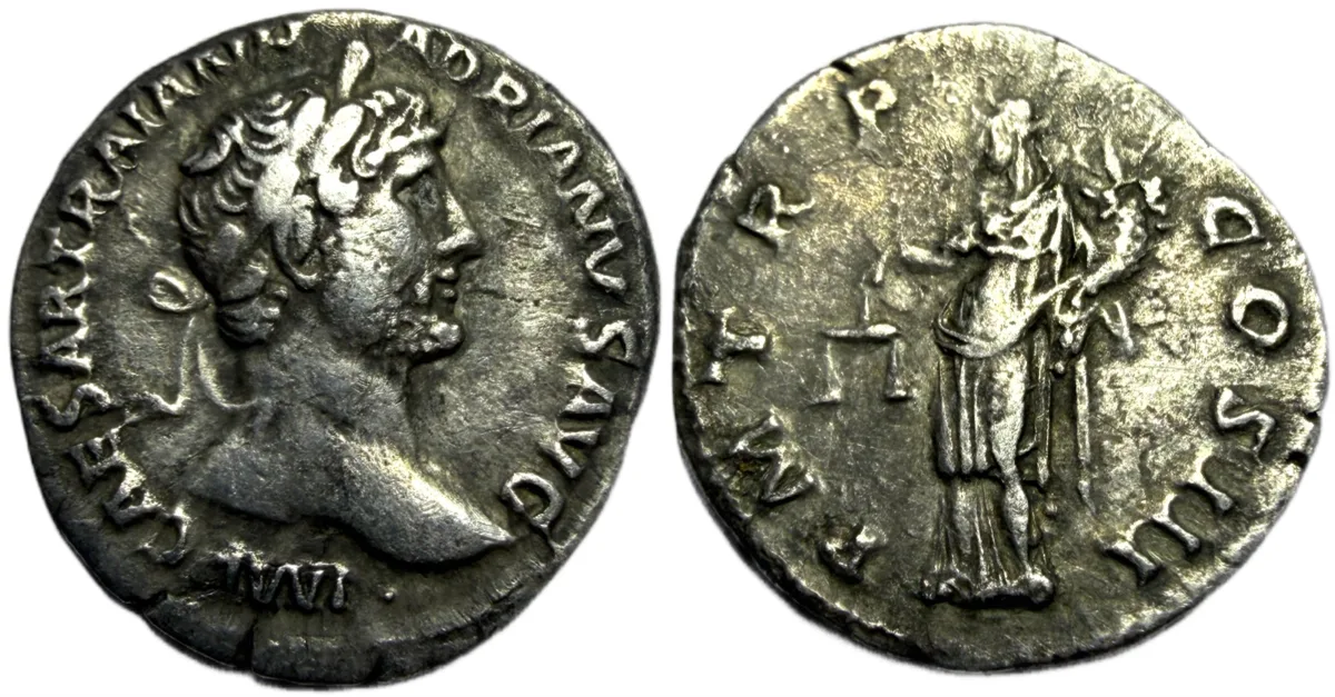 Hadrian. Denarius, Rome, Struck ca. AD 119-125