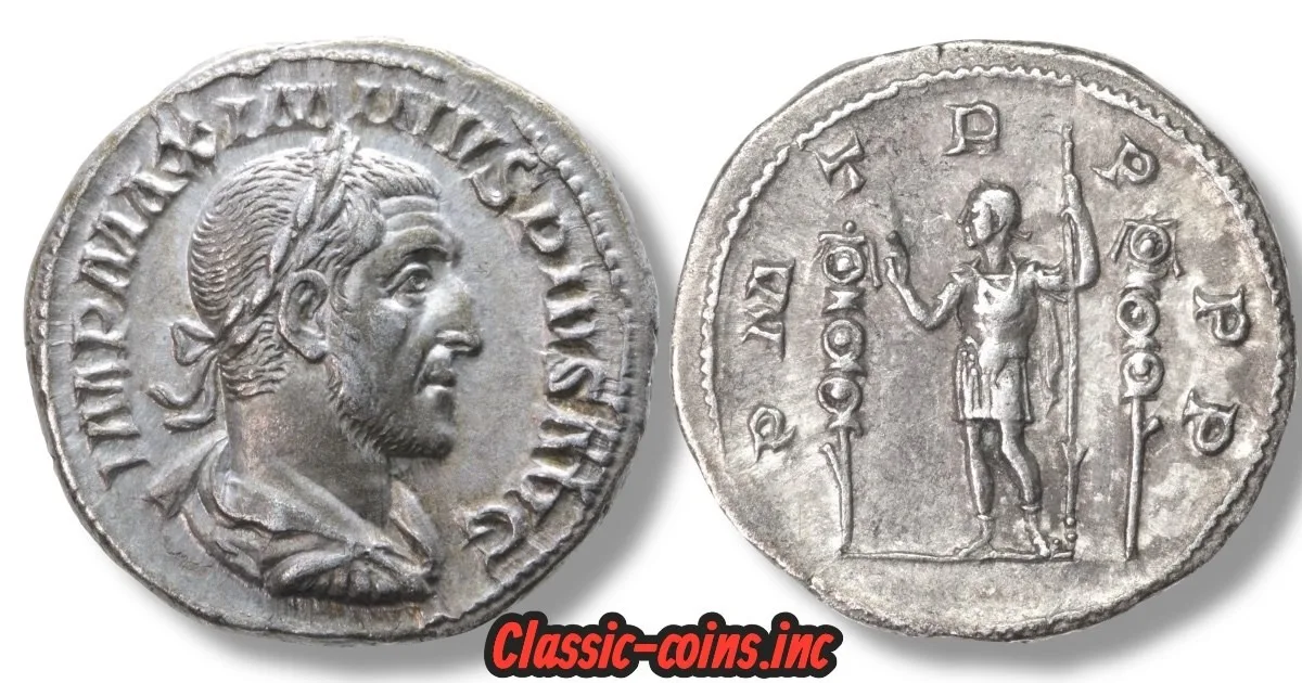 Roman Imperial denarius 235 AD. Maximinus I Nearly extremely fine