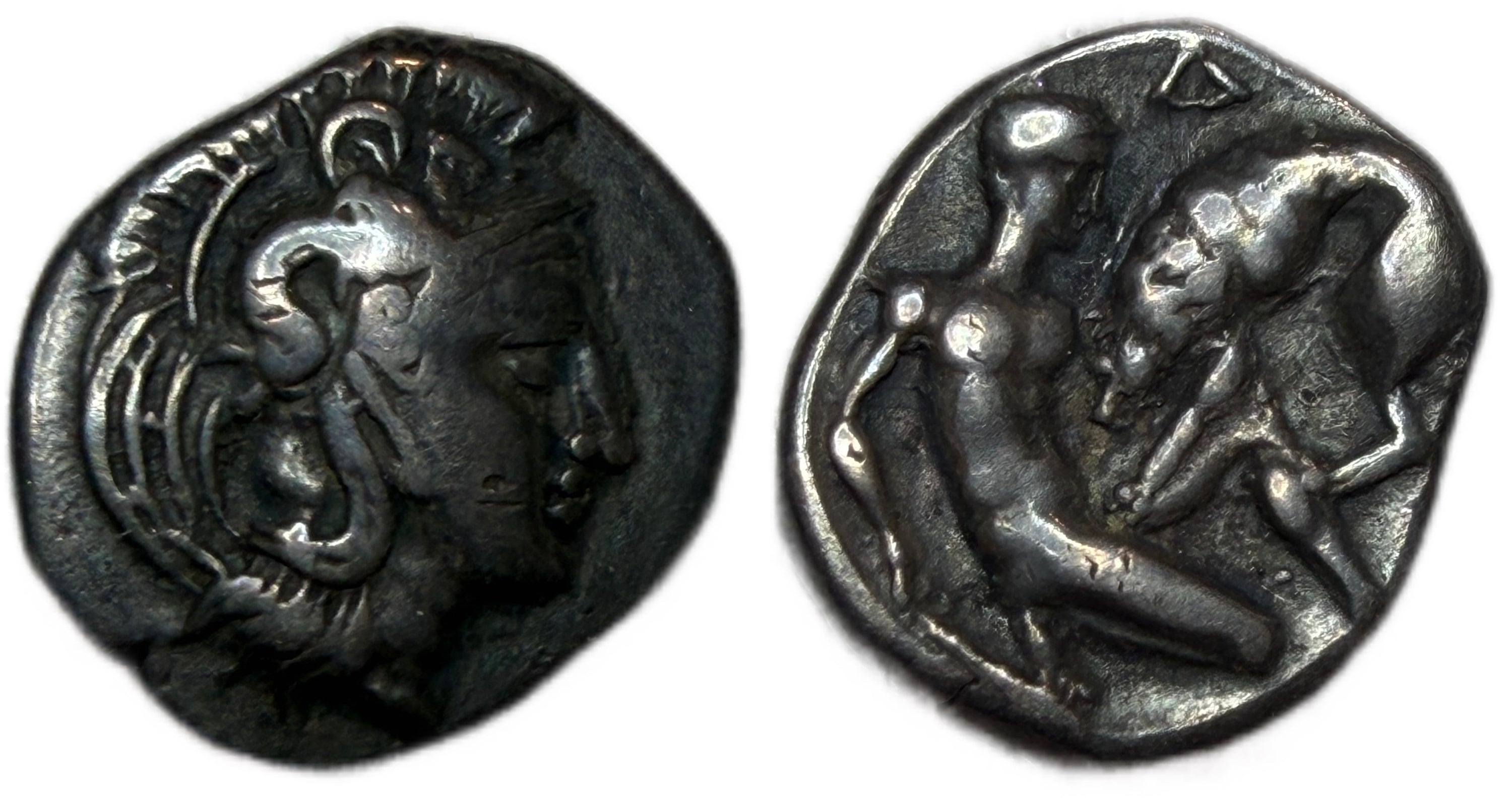 Calabria, Tarentum. AR Diobol (1.24 gms), circa 380-325 BC.