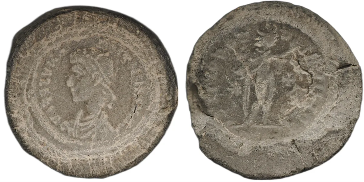 Roman bifacial terracotta forger's coin mould