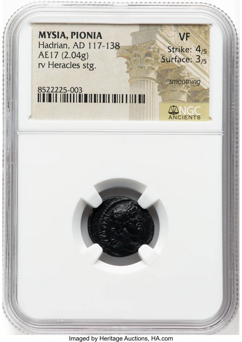 MYSIA. Pionia. Hadrian (AD 117-138). AE (17mm, 2.04 gm, 1h). NGC Certified.