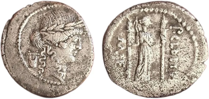 Roman Republic P. Clodius M.f. Turrinus AR Denarius Apollo Diana 42 BC