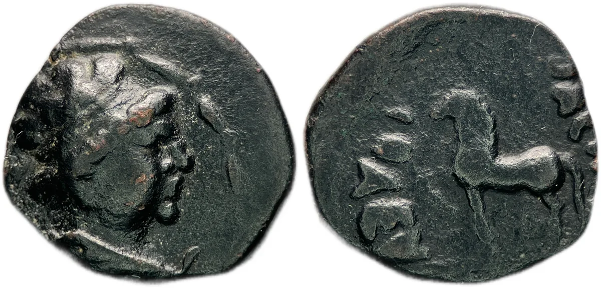 Yuezhi Anonymous, early 1st century B.C. AE drachm 3.54g