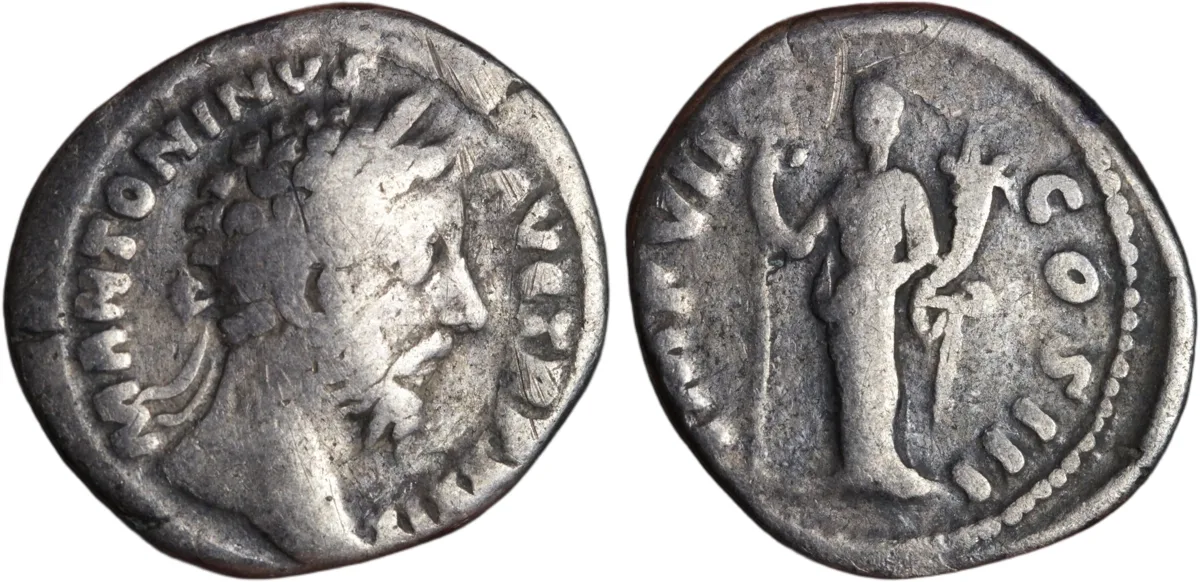 Marcus Aurelius Silver Denarius 174AD Felicitas Reverse