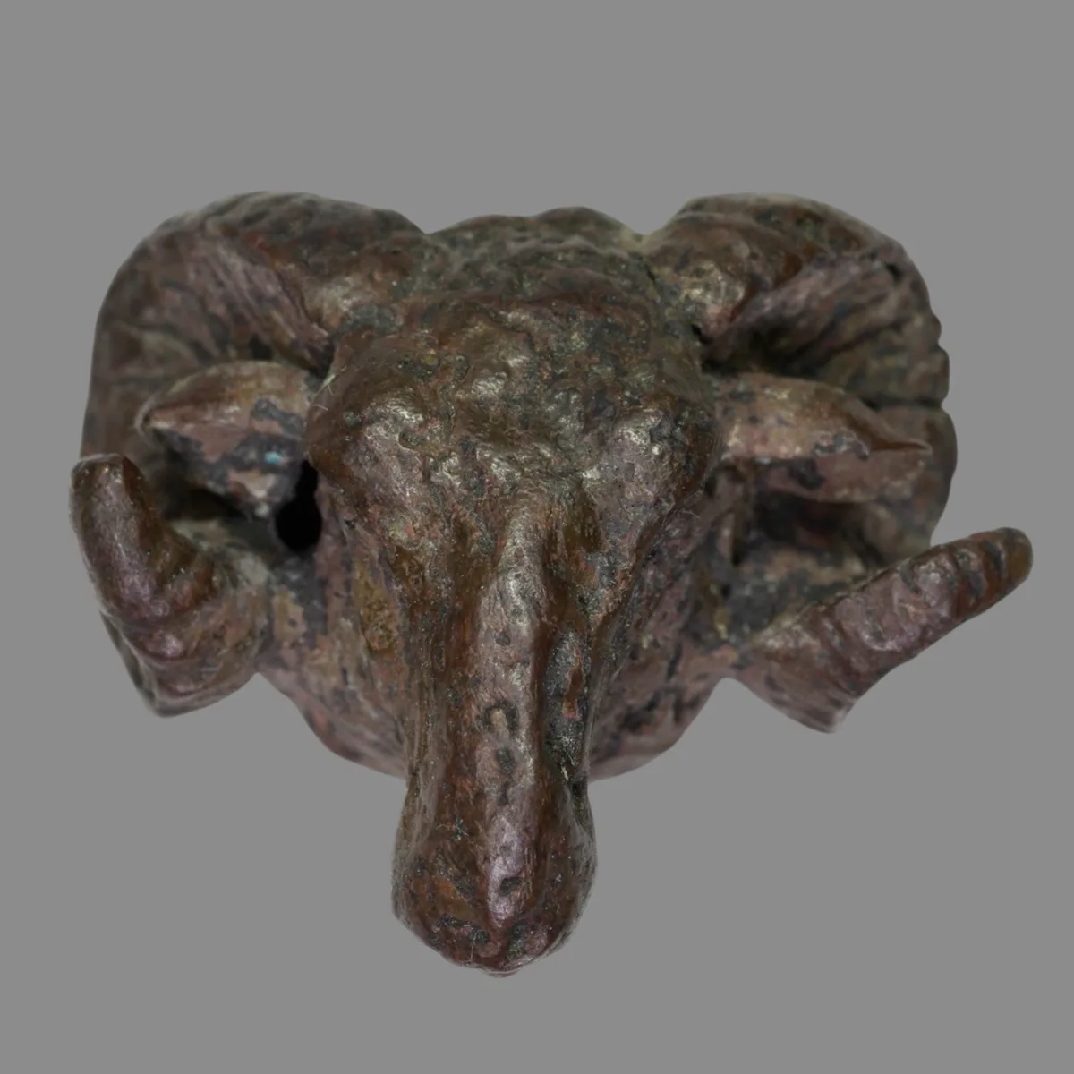 ROMAN BRONZE RAM'S HEAD TERMINAL Imperial Period, circa 1st–3rd Century AD