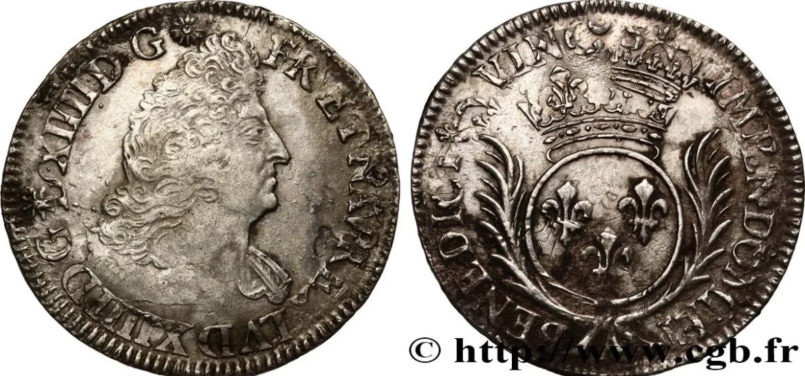 LOUIS XIV "THE SUN KING" Demi-écu aux palmes n.d. Paris