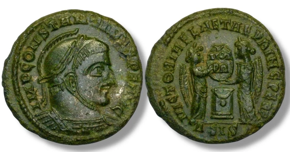 Constantine I, AE follis, 318 AD, Siscia.