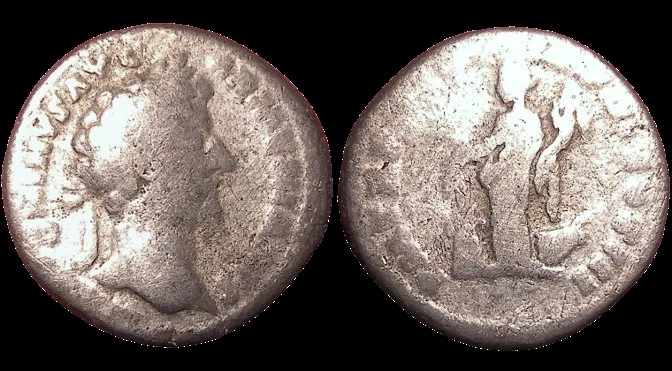 Roman Marcus Aurelius, Caesar 139-161 AD, Augustus AD 161-180 (Struck 165 AD) AR 17mm, 2.5gm Denarius.
