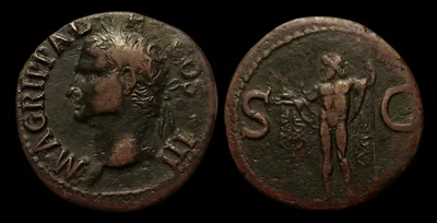 The Roman Imperial. Agrippa (Caligula, AD 37-41). Æ As (10.70 g). Roma, posthumous issue AD 37-41.