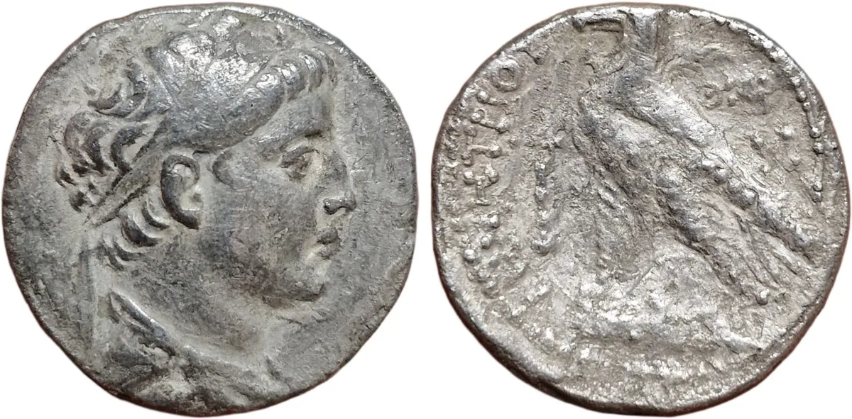 Demetrios II Nikator AR Tetradrachm Tyre SE 169 (144/3 BC) Eagle on prow