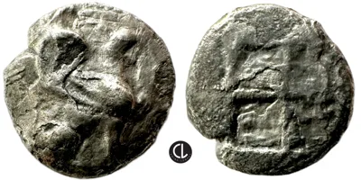 Ionia, Teos, AR Trihemiobol, Circa 475-450 BC, Griffin / Quadripartite