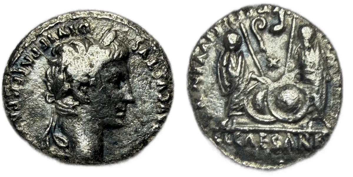 Augustus 27 BC-AD 14. Lugdunum Silver Denarius Gaius & Lucius Reverse