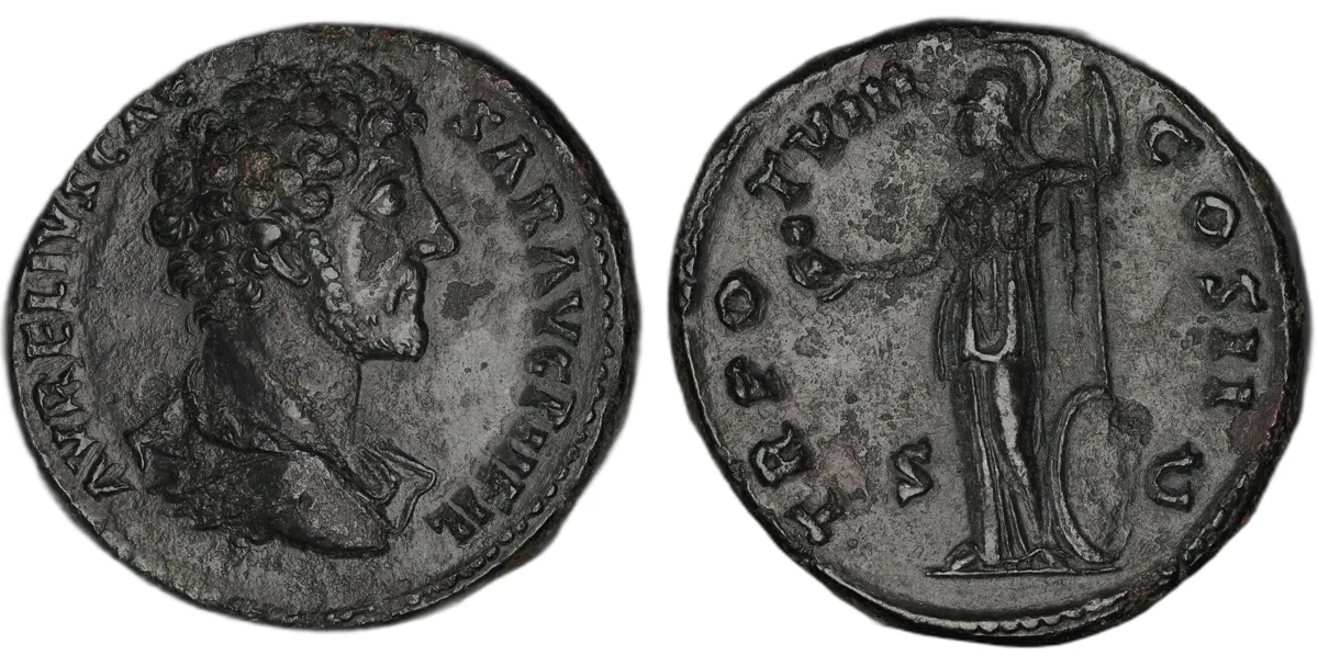 Sestertius of Marcus Aurelius as Caesar under Antoninus Pius